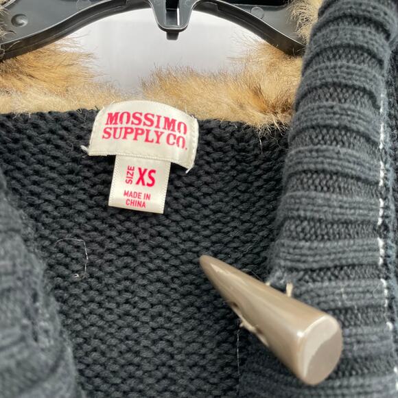 Mossimo Supply Co. Cardigan Rib Knit Faux Fur Hood Womens Sweater - Picture 4 of 7